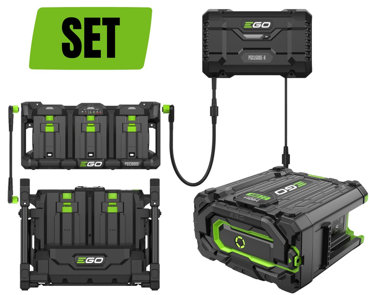 EGO PGX1602E-H Akku, Ladegerät, Powerbank & Ladeverteiler KIT