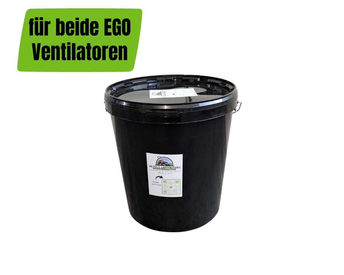 Schwarzer Plastikeimer mit 16L Fassung als Zubehör für EGO Ventilatoren & Ventilatoren KIT