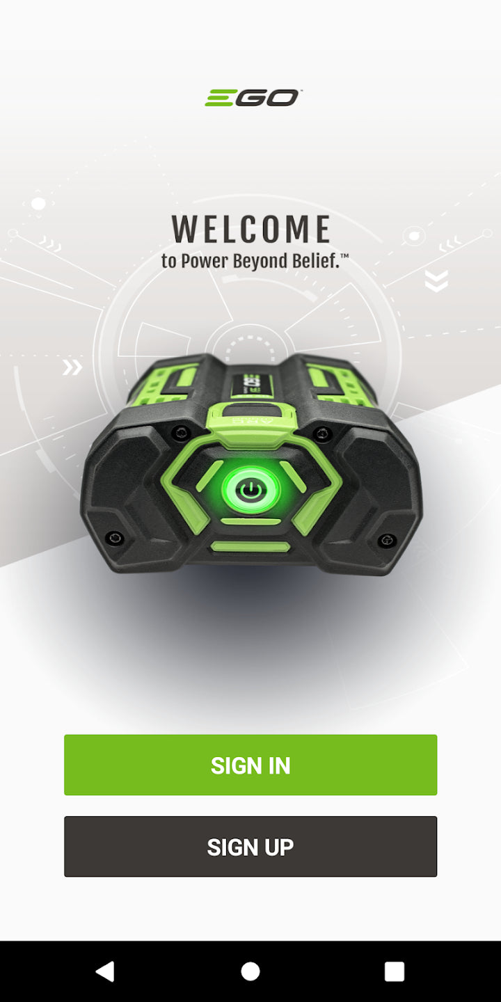 Das Bild zeigt eine Werbung für die „EGO Connect App“ mit dem Text „Intuitive Steuerung für dein Zuhause“ vor einem grün-schwarzen Hintergrund.