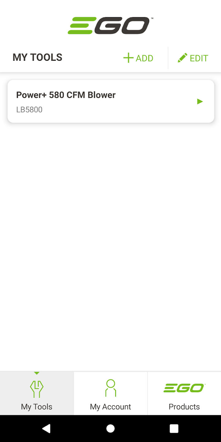 Das Bild zeigt eine Werbung für die „EGO Connect App“ mit dem Text „Verbinde deine Geräte einfach“ vor einem grün-schwarzen Hintergrund.