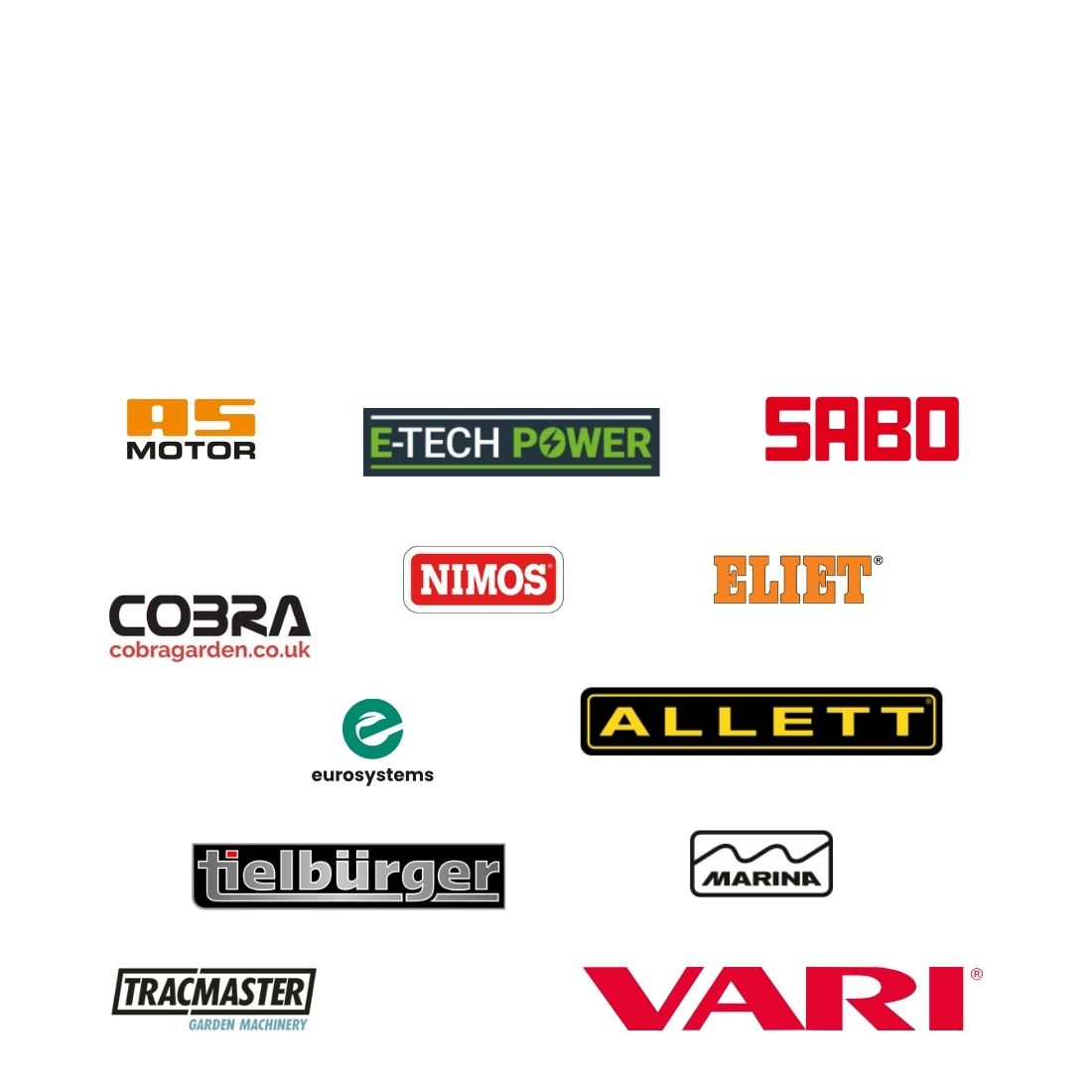 Logos aller EGO Gerätepartner im Bereich Gartengeräte