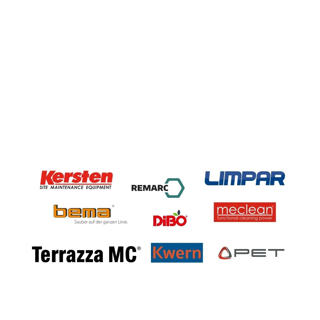 Logos aller EGO Gerätepartner im Bereich Reinigung – kompatibel mit EGO Akkus