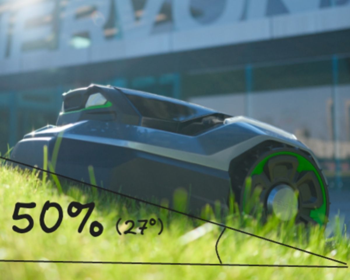 EGO RMR6000E Mähroboter kann bei bis zu 50% Steigung mähen 