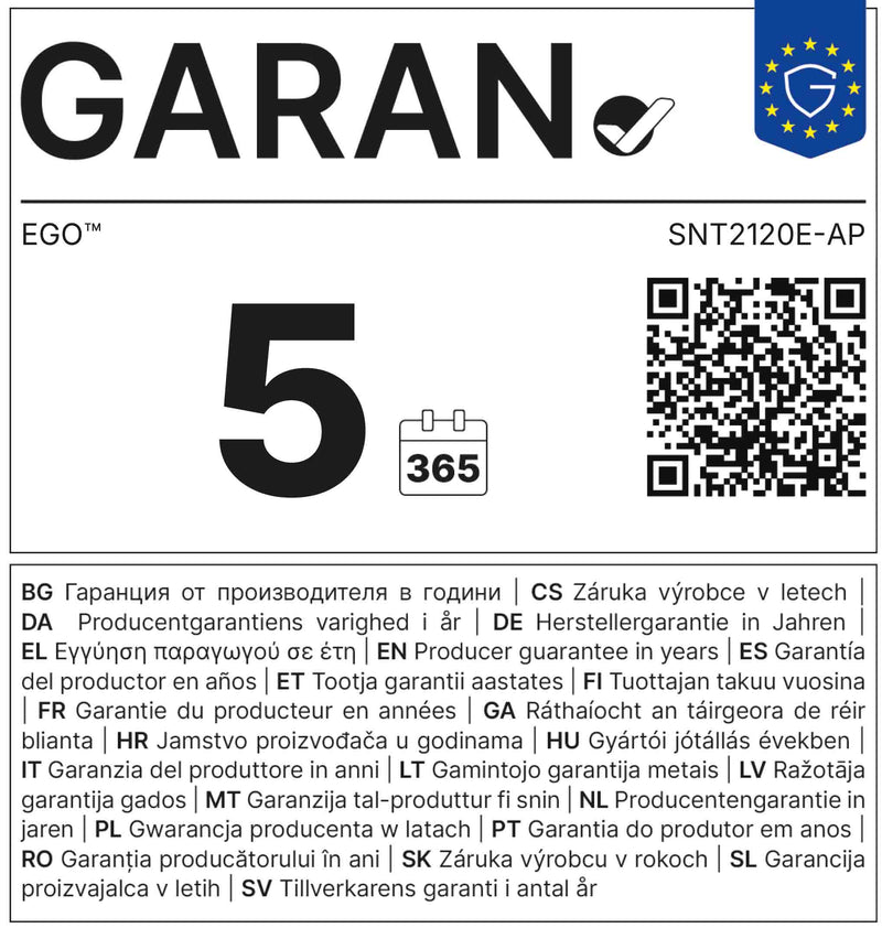Garantielabel für EGO SNT2120E-AP Schneefräse 52cm